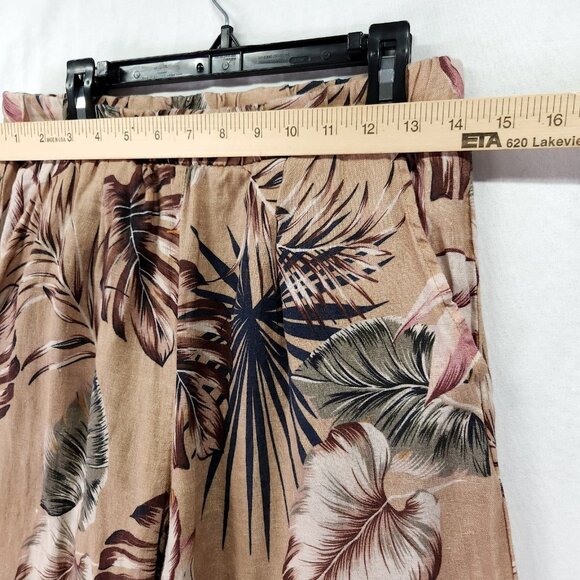 Elie Tahari 100% Linen Cropped Wide Leg Pants Size Small Tropical Beige - Picture 3 of 13